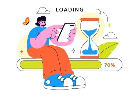 Loading Vector Illustration Featuring Progress Bar Buffering Process Mobile.. Stock Illustration