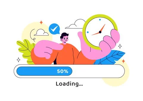 Loading Vector Illustration Featuring Progress Bar Buffering Process Mobile.. Stock Illustration