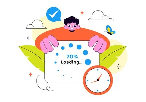 Loading Vector Illustration Featuring Progress Bar Buffering Process Mobile.. Stock Illustration