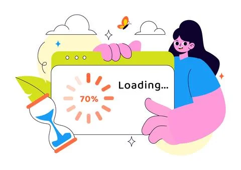 Loading Vector Illustration Featuring Progress Bar Buffering Process Mobile.. Stockillustratie