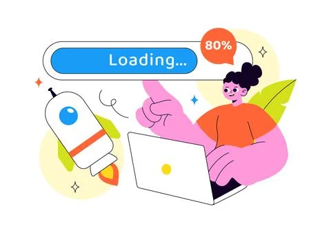 Loading Vector Illustration Featuring Progress Bar Buffering Process Mobile.. Stock Illustration