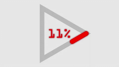 Loading Video Effect Triangle With Percentage Counter in Red Color and Alpha Stock Footage 307693619