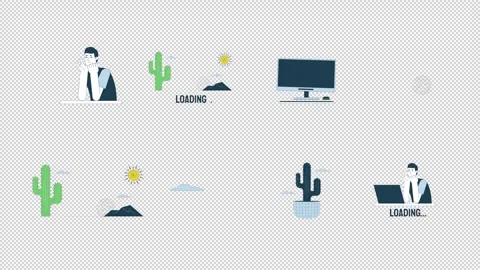 Loading wait time scenes cartoon animation pack Vídeos de archivo 345153891