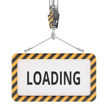 Loading, warning sign on crane hook. 3D rendering Stock Illustration