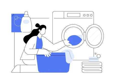 Loading washing machine isolated cartoon vector illustrations. Ilustración de archivo