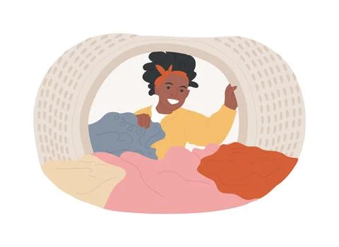 Loading washing machine isolated cartoon vector illustrations. Ilustración de archivo