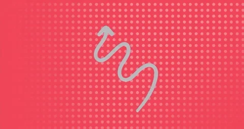 On loading wavy arrow appearing center as red halftone dots emerging, expanding Stock Footage 315529829