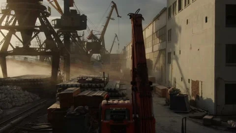 Loading of wheat grain on a bulk carrier at the ship's pier in the port. Stock Footage 141658180