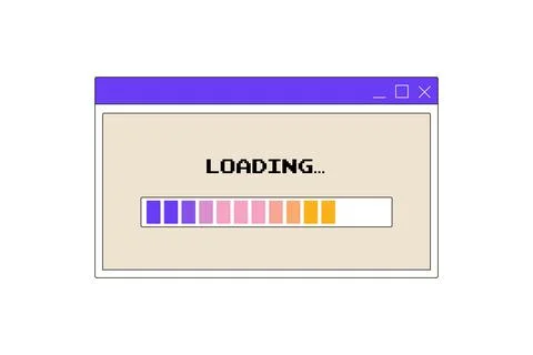 Loading window, web interface, neobrutalism, y2k interface, retro groovy Ilustração Stock