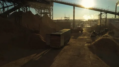 Loading of wood chips at a woodworking enterprise Stock Footage 169866548