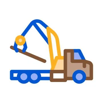 Loading wood machine icon vector outline illustration Stock Illustration