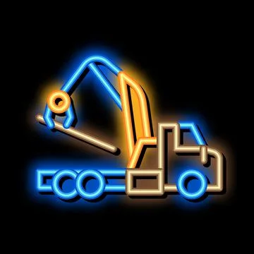 Loading wood machine neon glow icon illustration Stock Illustration