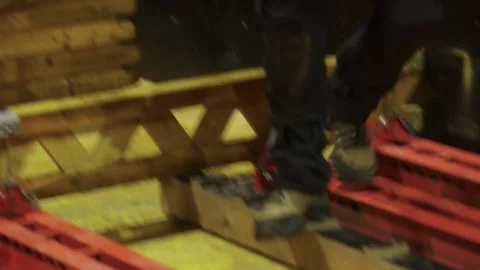 Loading wooden struts Stock Footage 252030816