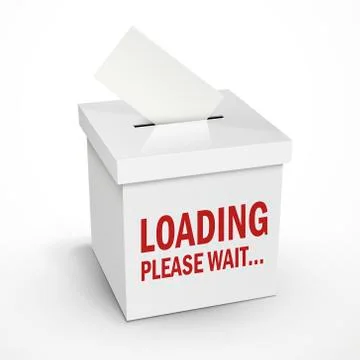 Loading word on the 3d white voting box Stock Illustration