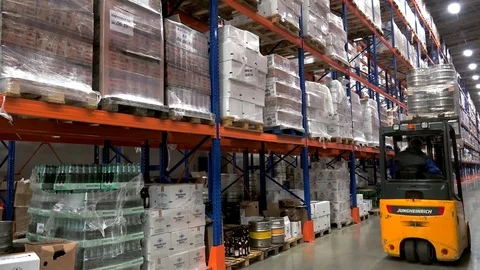 Loading work at the beer warehouse complex. Stock Footage 73777241