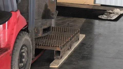 Loading work forklift truck. electric forklift truck. Loading work forklift Stock Footage 78257142