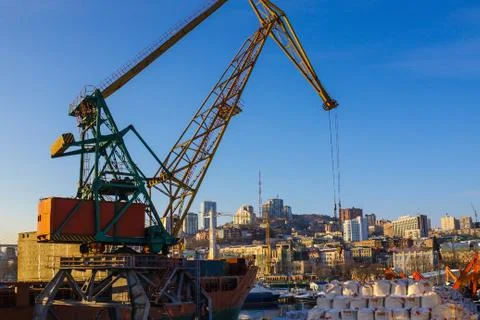 Loading work in the port. Stock Photos