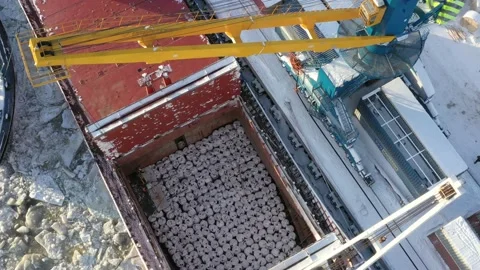 Loading works of a bulk-carrier ship. Stock Footage 149378881
