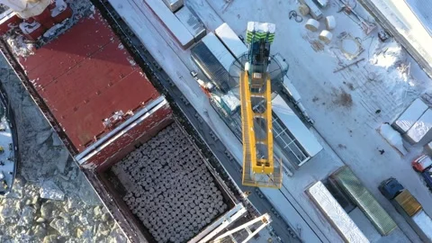 Loading works of a bulk-carrier ship. Stock Footage 149379547