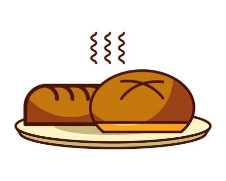 Loaf and bun bread fresh food bakery 库存插图