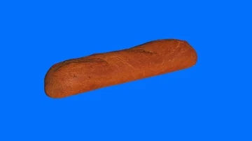 Loaf baguette bread on blue background 3D render Stock Footage 85546501