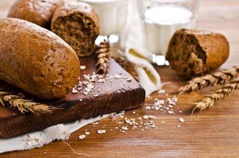 Loaf of black bread Stock Photos