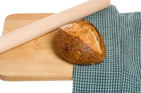 Loaf of bread and rolling pin Foto stock