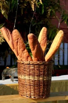 Loaf of bread in basket Stock Photos