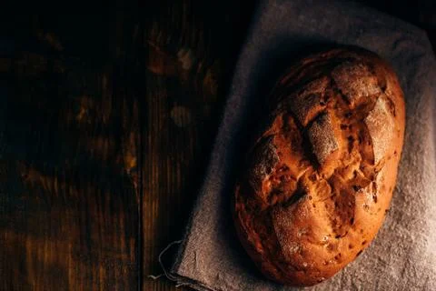 Loaf of Bread on Cloth. Stock Photos