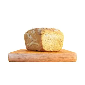A loaf of bread on a cutting board with some slices cut Stock Photos