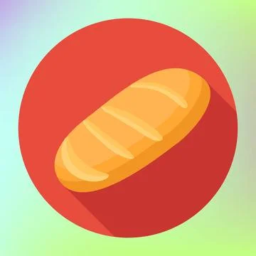 Loaf bread flat long shadow Loaf flat long shadow style vector icon. Bread... Stock Photos