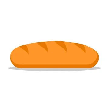 Loaf bread icon flat isolated on white background, whole grain bread. French Stock Illustration
