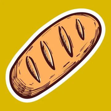 Loaf of bread icon, hand drawn style イラスト素材