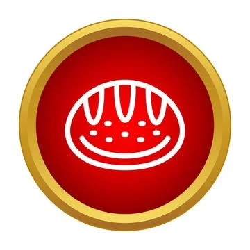 Loaf of bread icon on red circle Stock Illustration
