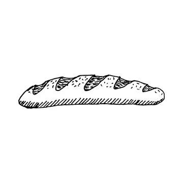 Loaf of bread illustration. Bread sketch style. Old hand drawn engraving Stock Illustration
