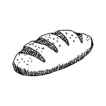 Loaf of bread illustration. Bread sketch style. Old hand drawn engraving Stock Illustration