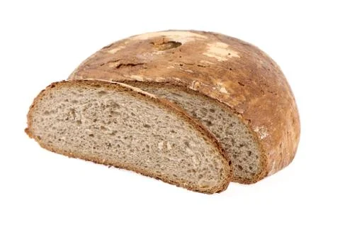Loaf of bread isolated on white background. Stock Photos