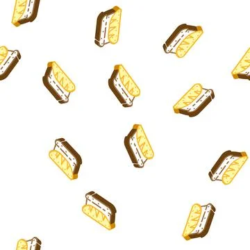 Loaf bread isometric icon seamless pattern イラスト素材