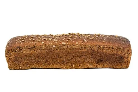 Loaf of bread made of dark flour, isolated on white background Stock Photos