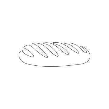 Loaf of bread in one continuous line drawing. 库存插图