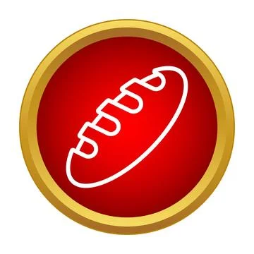 Loaf of bread outline icon in red gold circle Stock Illustration