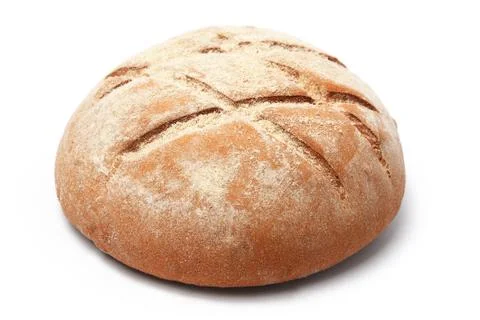 Loaf of bread of round shape with a pattern on a white background Stock Photos