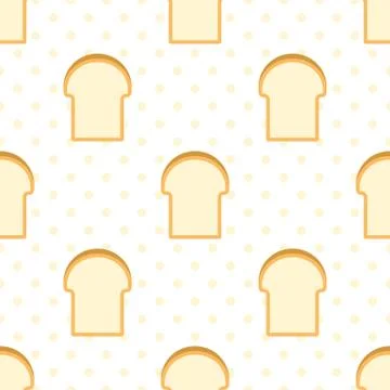 Loaf of bread Seamless pattern bakery product on polka dot for use as wallpap 스톡 일러스트