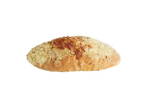 A loaf of bread with seeds. White isolate Closeup. Stock Photos