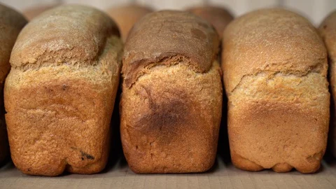 Loaf of bread on a shelf in a store Stock Footage 127699982