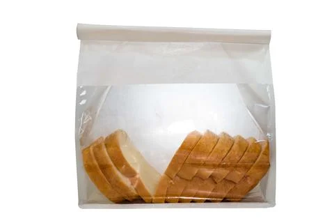 Loaf bread slice in bag package Stock Photos