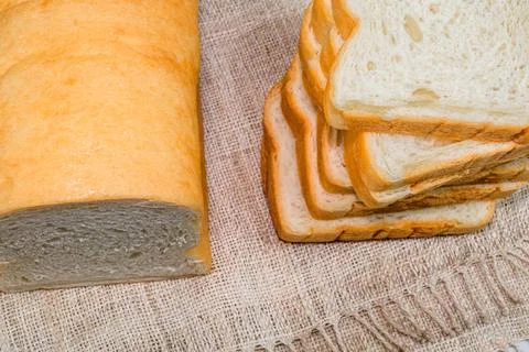 Loaf bread slice isolated on white background Stock Photos