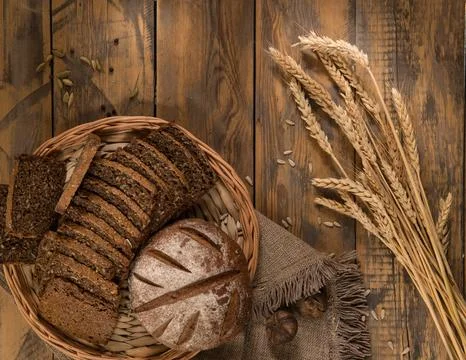 Loaf of bread top view Stock Photos