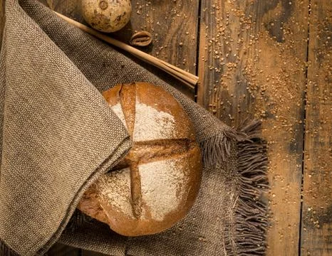 Loaf of bread top view Stock Photos