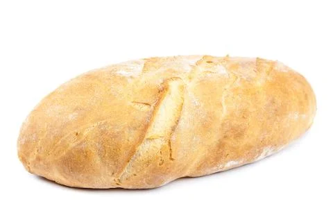 Loaf of bread on white background. Stock Photos